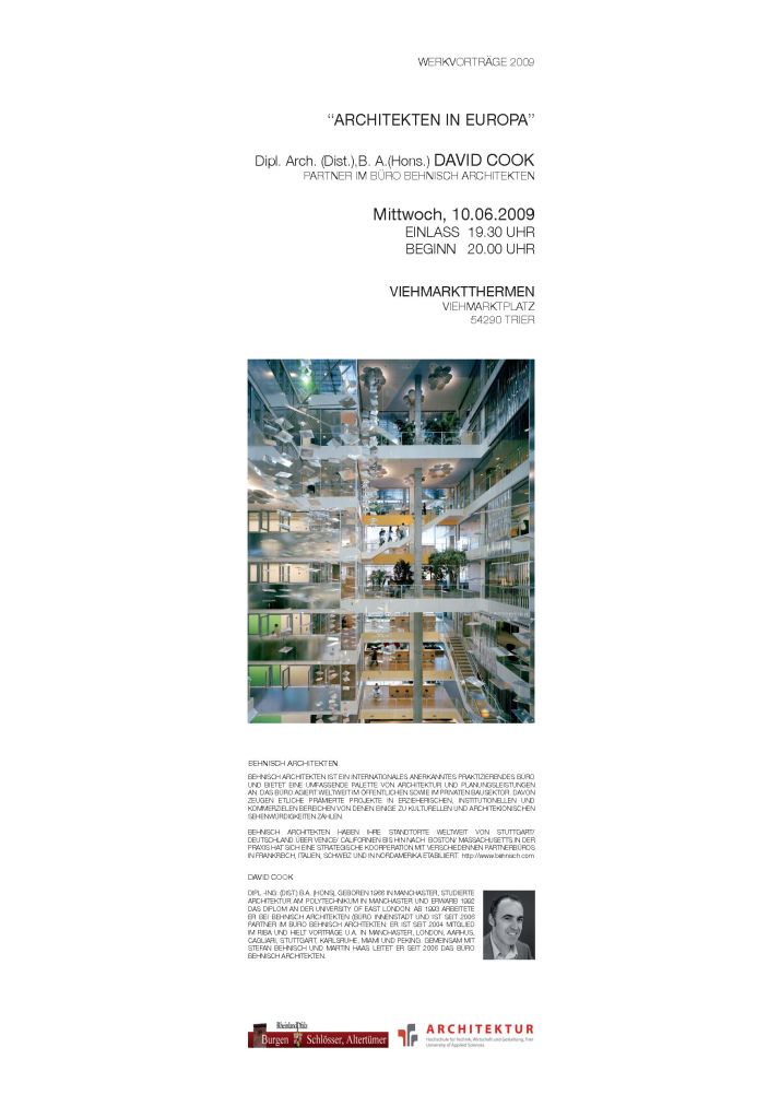DAVID COOK  BEHNISCH ARCHITEKTEN WERKVORTRAG